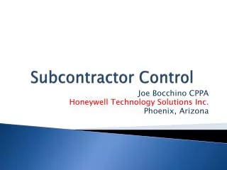 Subcontractor Control