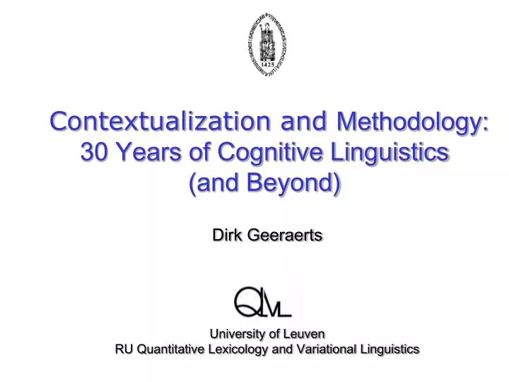 contextualization and methodology 30 years of cognitive linguistics and beyond