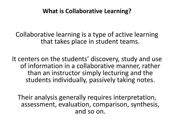 what is collaborative learning