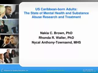 US Caribbean-born Adults: The State of Mental Health and Substance Abuse Research and Treatment
