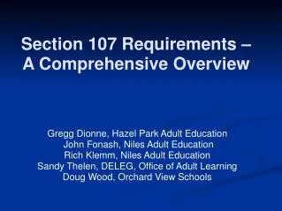 Section 107 Requirements – A Comprehensive Overview