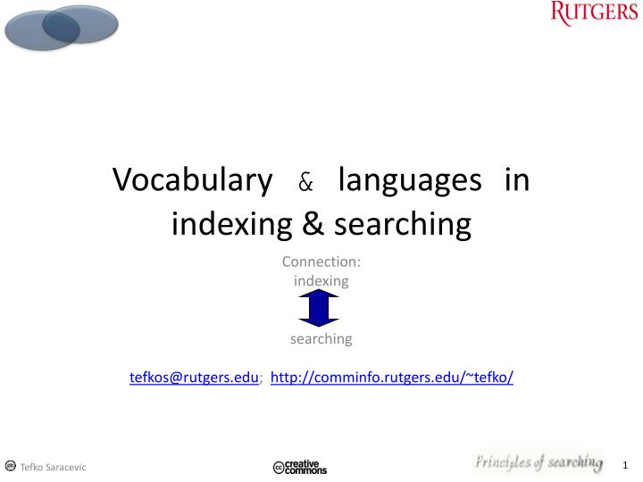 vocabulary languages in indexing searching