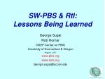 SW-PBS &amp; RtI: Lessons Being Learned - slide 1