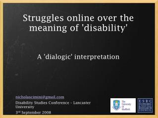 Struggles online over the meaning of 'disability' A 'dialogic' interpretation