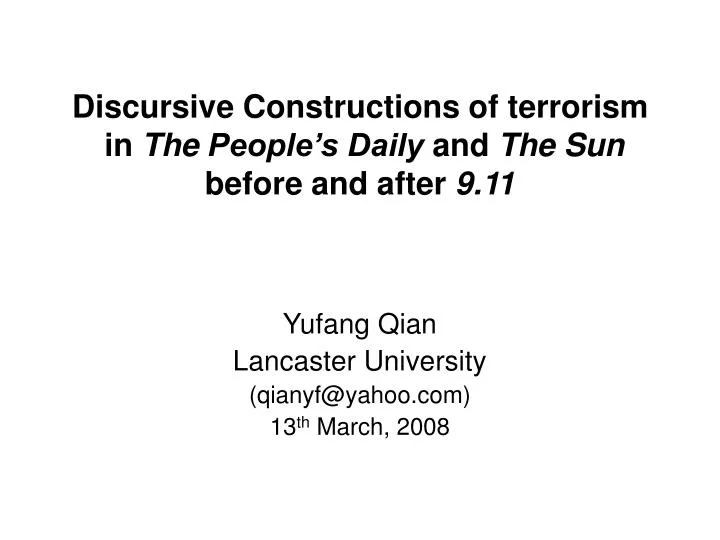 discursive constructions of terrorism in the people s daily and the sun before and after 9 11