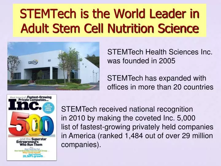 stemtech is the world leader in adult stem cell nutrition science