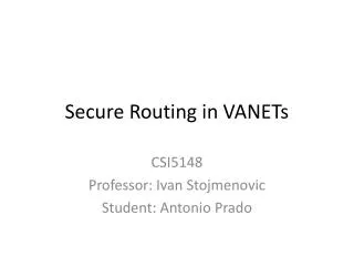 Secure Routing in VANETs