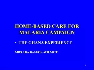 HOME-BASED CARE FOR MALARIA CAMPAIGN