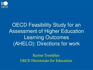 OECD Feasibility Study for an Assessment of Higher Education Learning Outcomes (AHELO): Directions for work