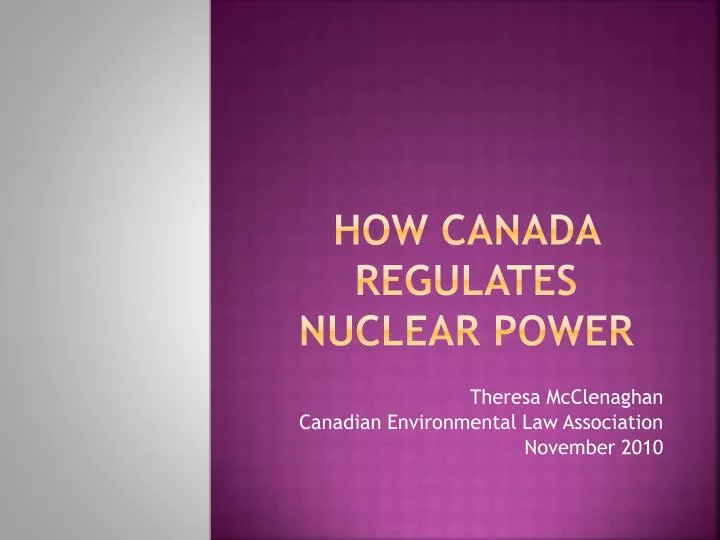 how canada regulates nuclear power