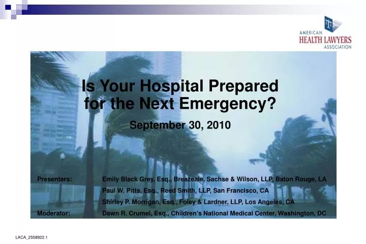 is your hospital prepared for the next emergency september 30 2010
