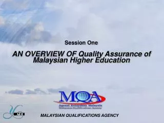 Session One AN OVERVIEW OF Quality Assurance of Malaysian Higher Education