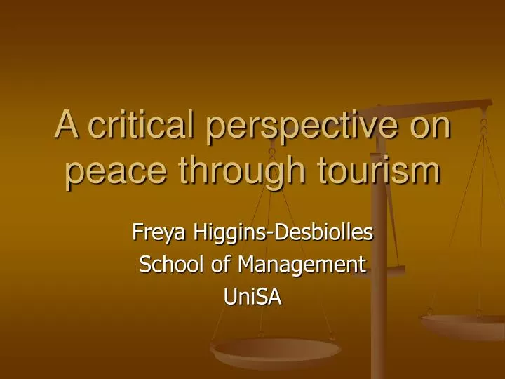 a critical perspective on peace through tourism