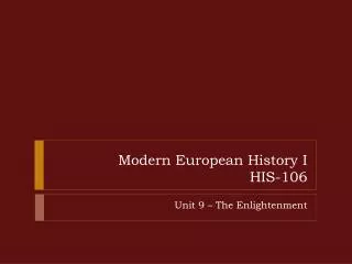 Modern European History I HIS-106